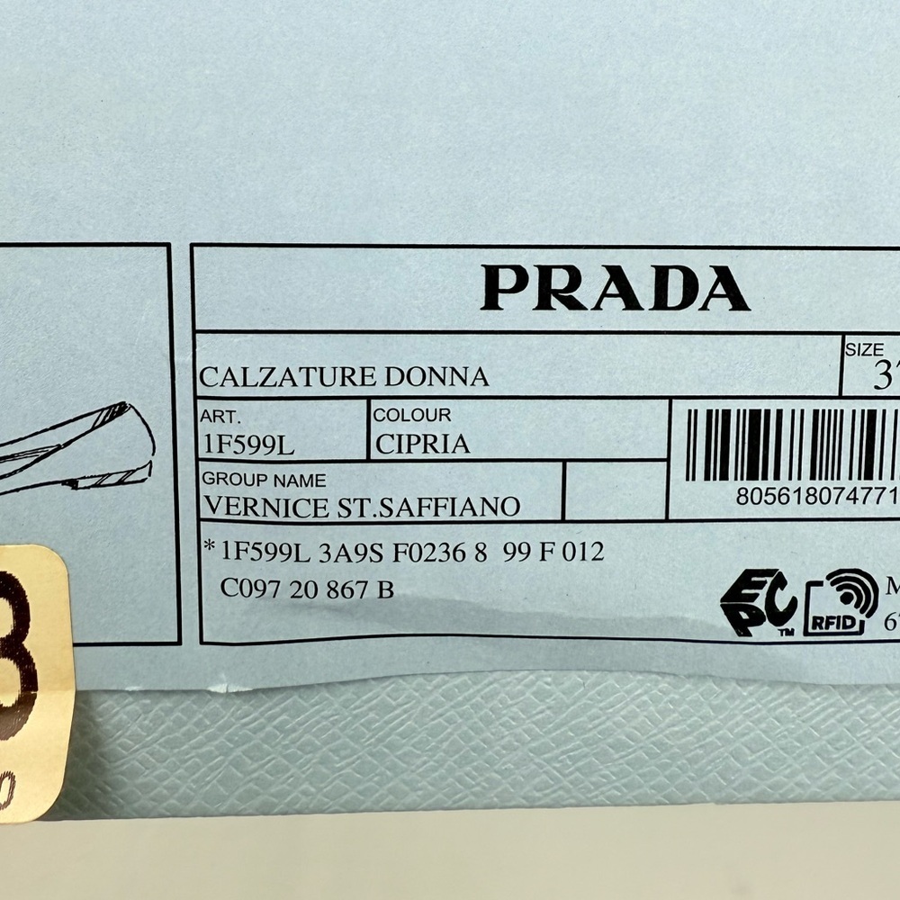 Prada Beige/ Nude Saffiano Leather Logo bowtie embellished Ballet flats EU 37.5 - Picture 8 of 8